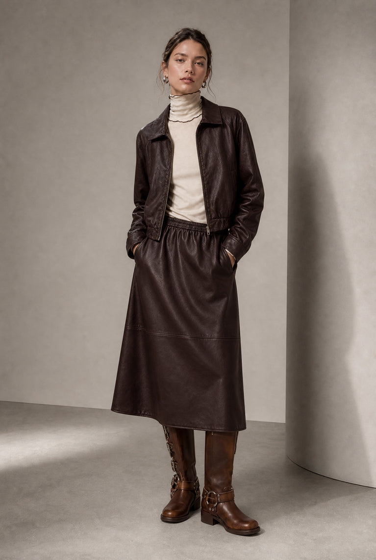 Elle eco leather rok | Dark Brown