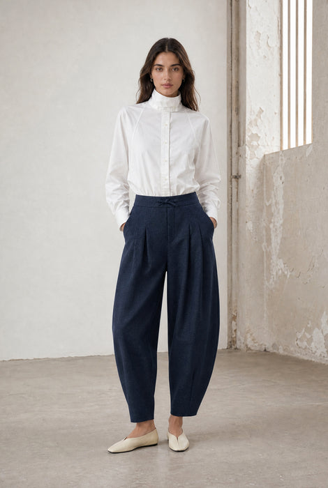 Elodie viscose blend barel broek | Blue Denim