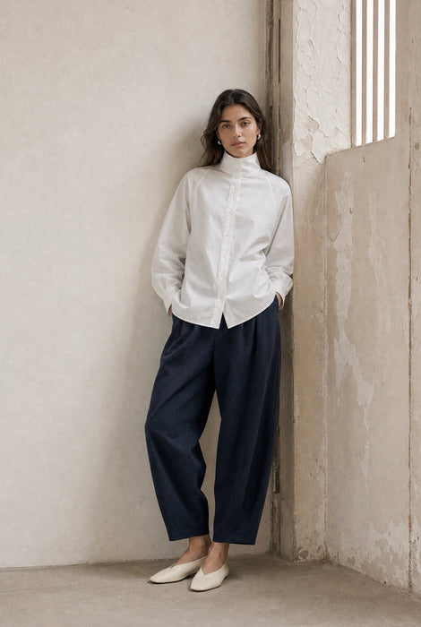 Elodie viscose blend barel broek | Blue Denim