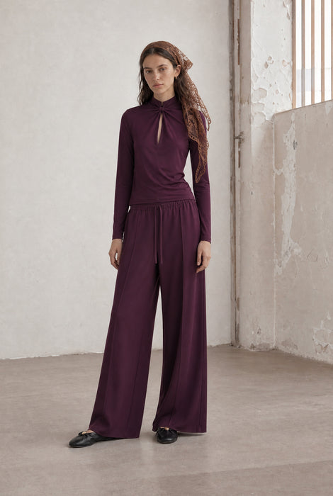 Evo wide-leg technical jersey Hose | Cherry