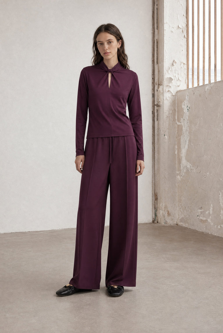 Evo wide-leg technical jersey Hose | Cherry