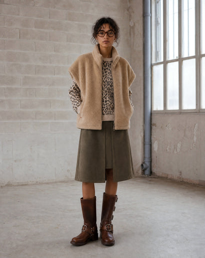 Gilet in pelliccia ecologica MKR 42064 | Cammello