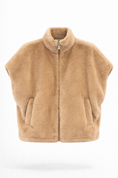 Gilet in pelliccia ecologica MKR 42064 | Cammello
