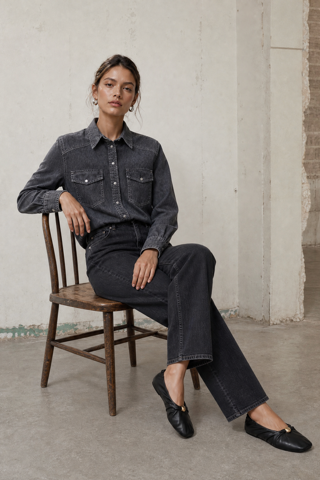 Jessie faded denim shirt Jessie faded denim shirt | Faded Black