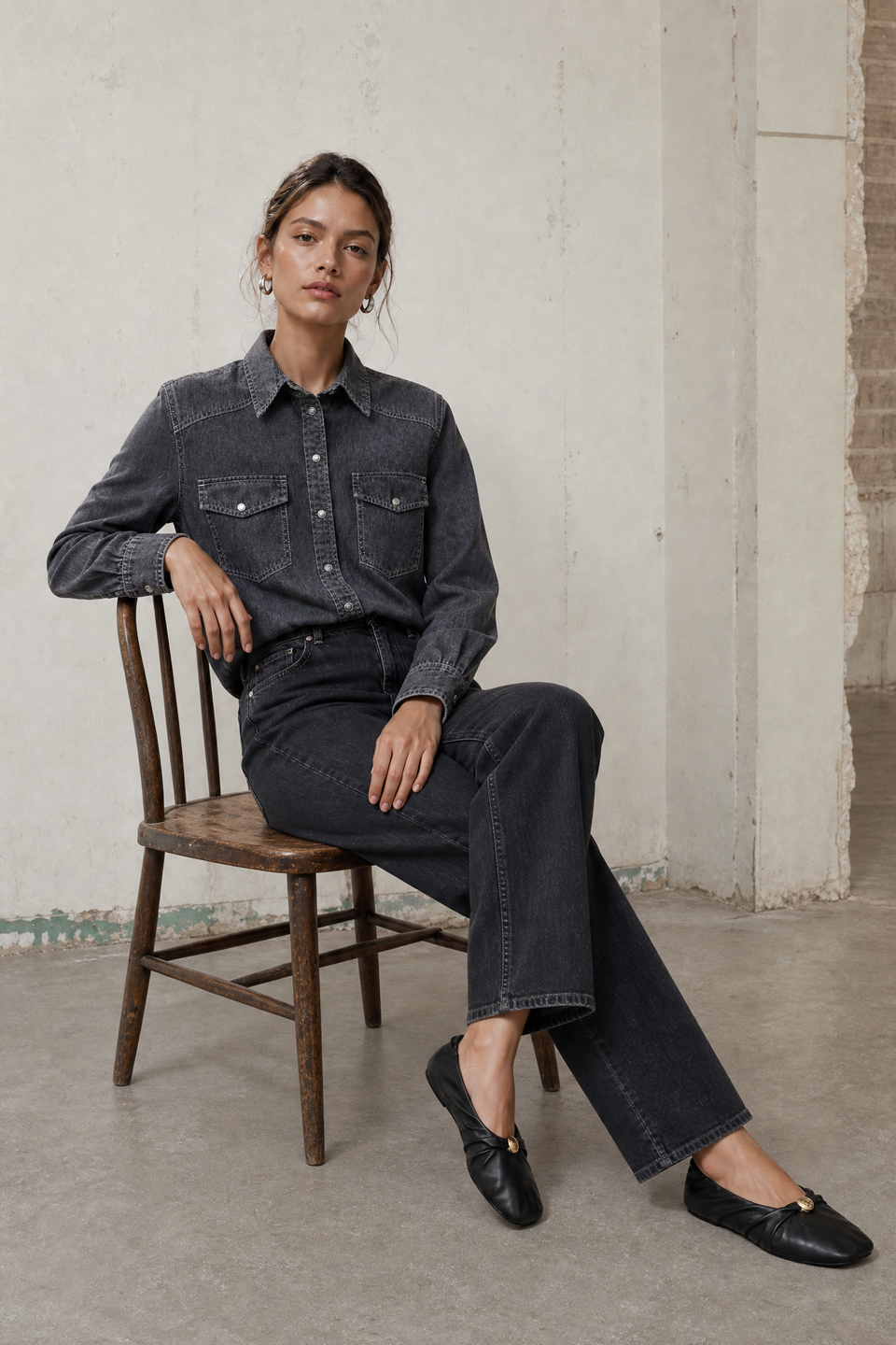 Jessie faded denim shirt Jessie faded denim shirt | Faded Black