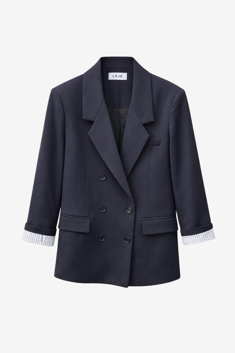 Indira back details blazer | Dark Blue