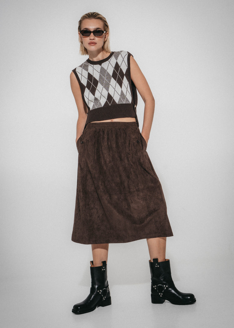 Isla suede effect Rock | Dark Brown