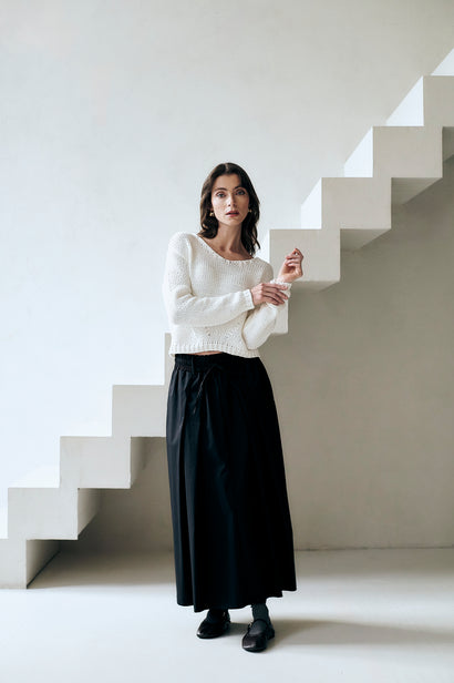 Maglione fantasia in cotone E20197S | Bianco sporco