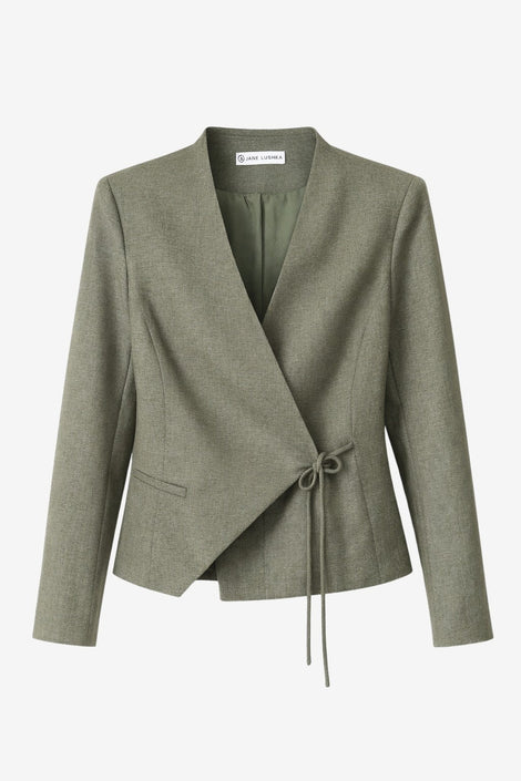 Jade fitted Viskose blazer | Green Melange