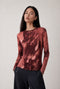 Janette allover print top | Allover Bordeaux