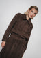 Pia suede effect bomber Jacke | Dark Brown