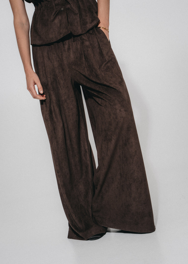 Arabel suede effect Hose | Dark Brown