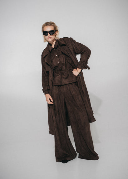 Trench Terra effet daim | Marron foncé