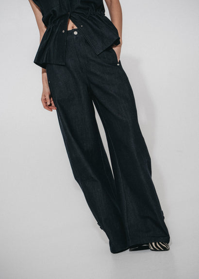 Viva indigo barrel-jeans | Mörkblå