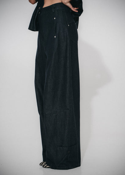 Viva indigo barrel-jeans | Mörkblå