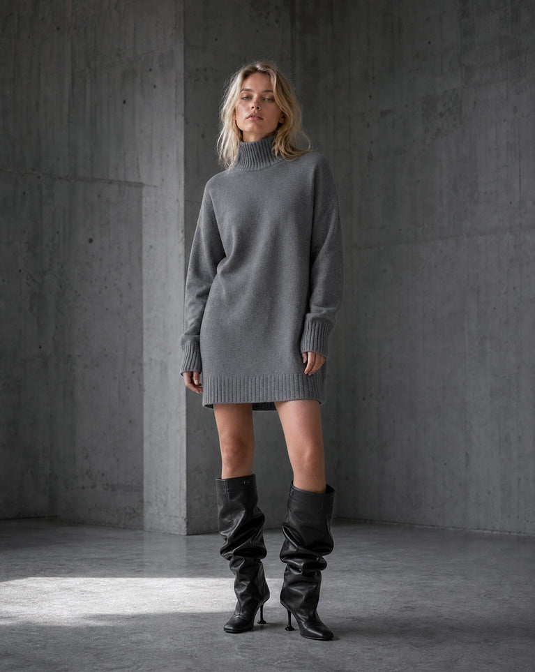 Long pullover viscose blend 2068 | Dark Grey
