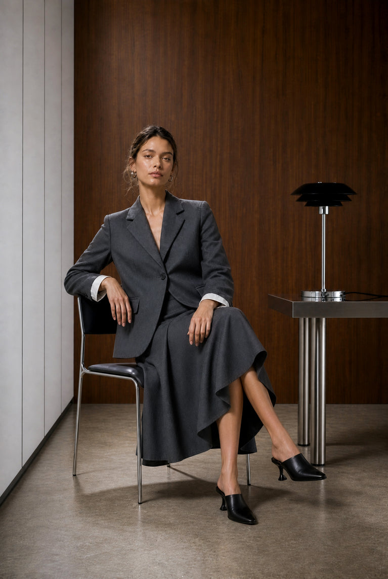 Marta asymmetrical viscose rok | Anthracite