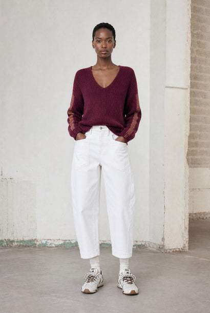 Martinez white barel jeans | Shiny White