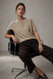 Moon Effen Gebreid Top | Beige Melange