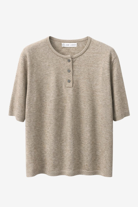 Moon Uni Strick Top | Green Melange