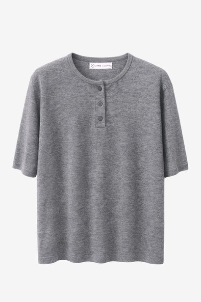 Top Moon in maglia liscia | Grigio mélange