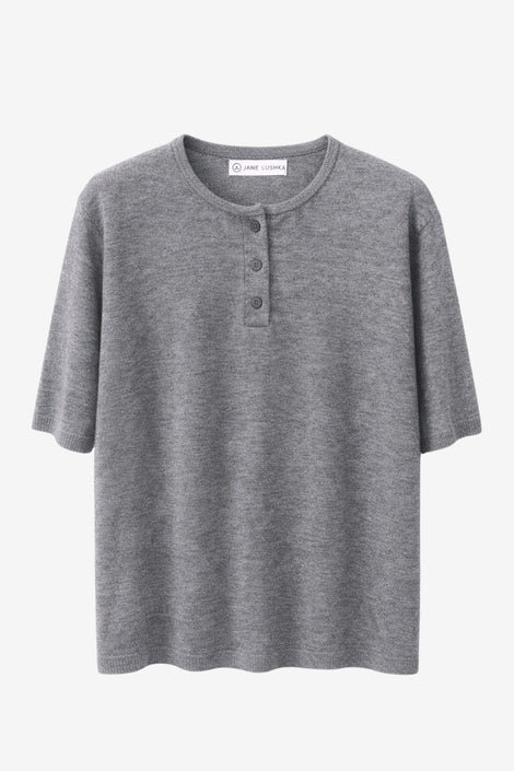 Moon Effen Gebreid Top | Grey Melange