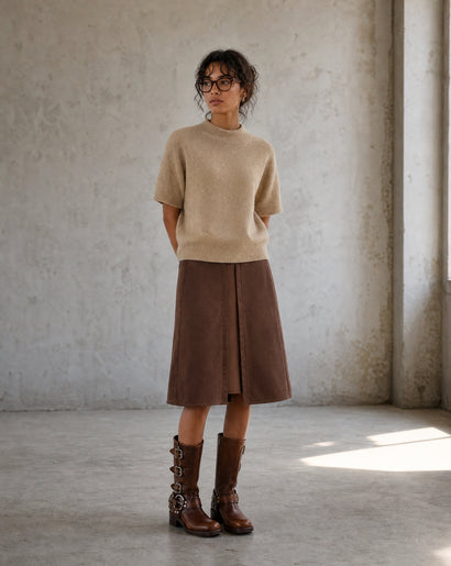 Top in maglia di alpaca tinto WP09 | Cammello