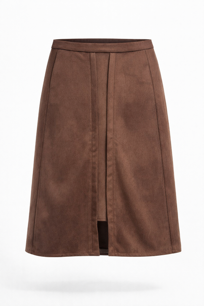 Jupe Nataly en velours scuba | Marron