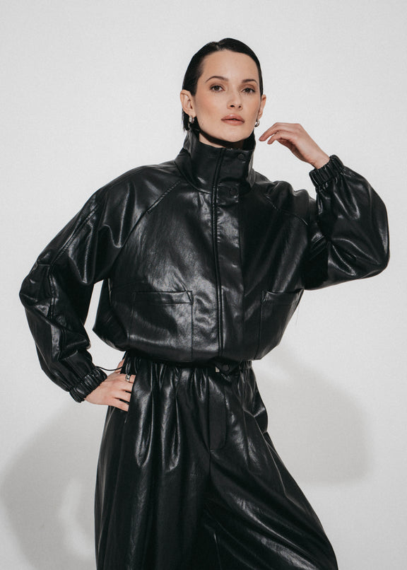 Nerina eco Leer Bomber Jack | Black