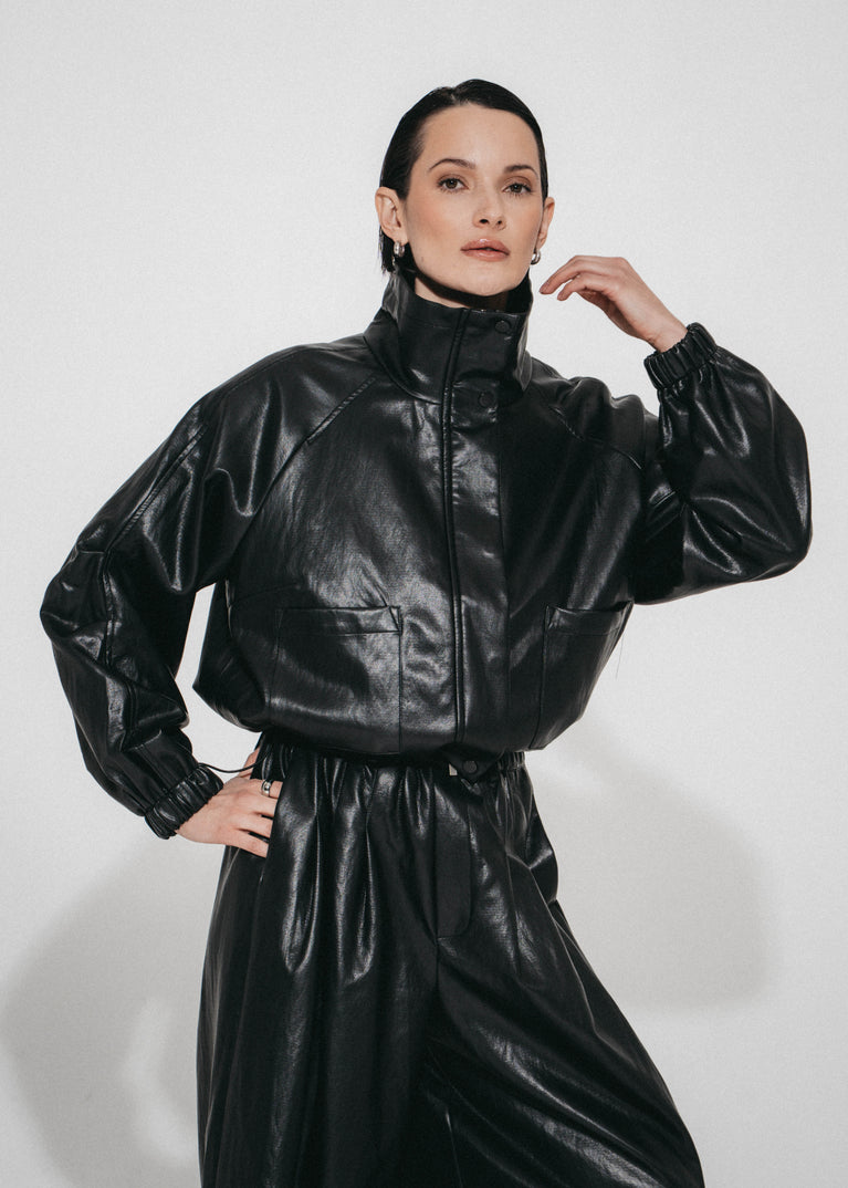 Nerina eco Leer Bomber Jack | Black