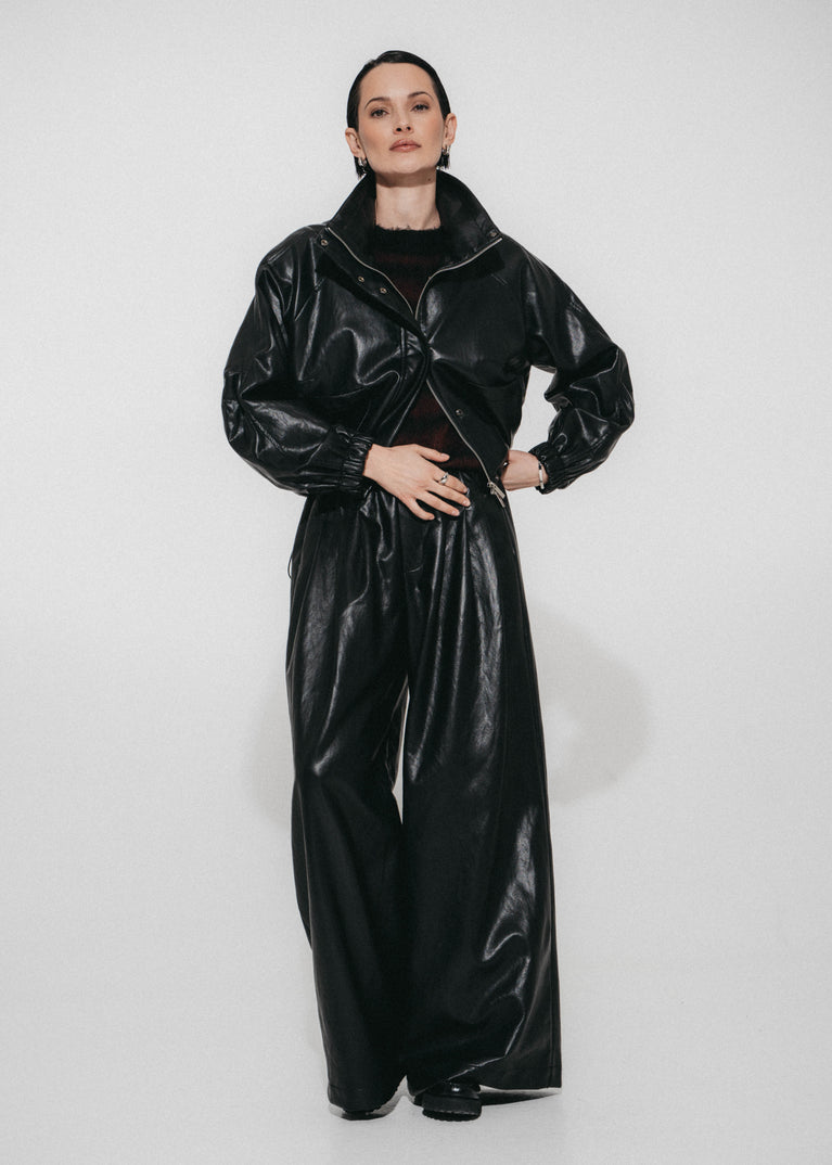 Nerina eco Leer Bomber Jack | Black