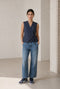Nyra viscose blend waistcoat | Blue Denim