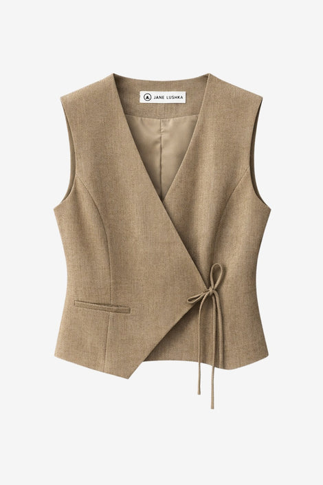 Nyra Viskose blend waistcoat | Brown