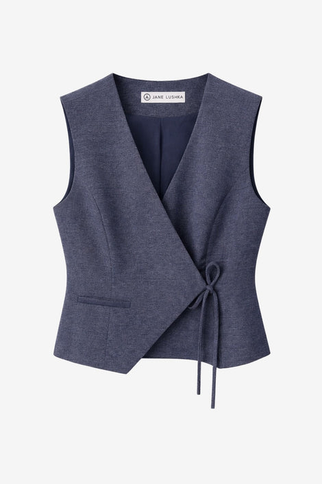Nyra Viscose blend waistcoat | Blue Denim