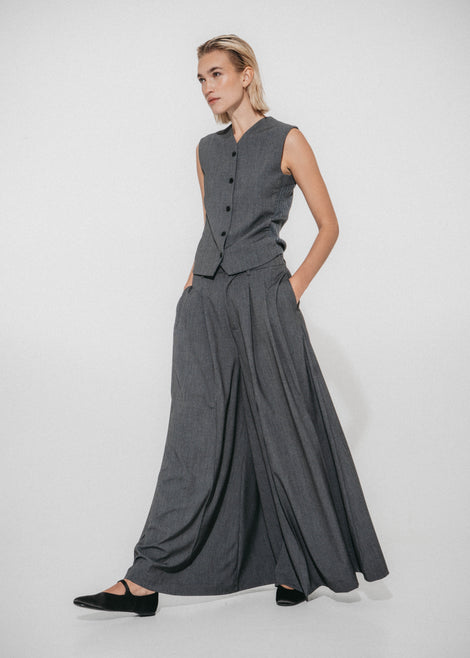 Oda back knitted Viskose Weste | Grey