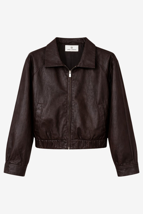 Pola eco leather bomber Jacke | Dark Brown