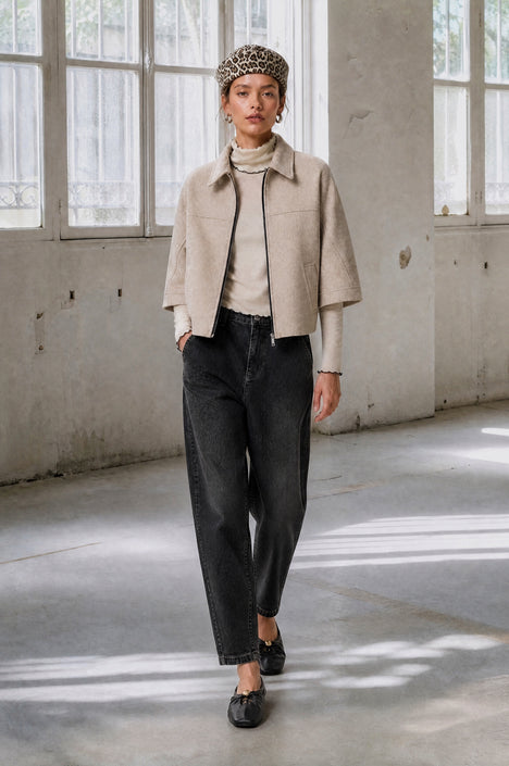 Ponzio wool short sleeve jacket | Beige