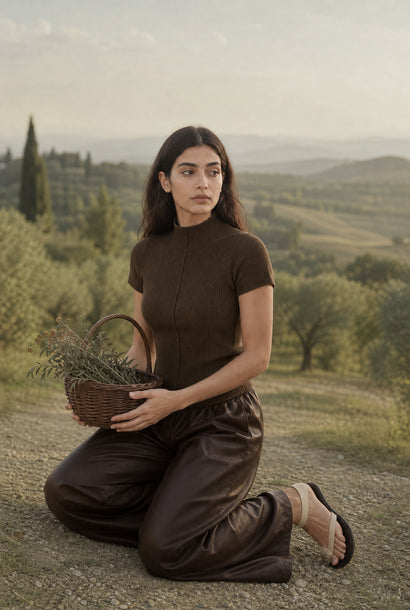 Top Rina in maglia a coste | Marrone