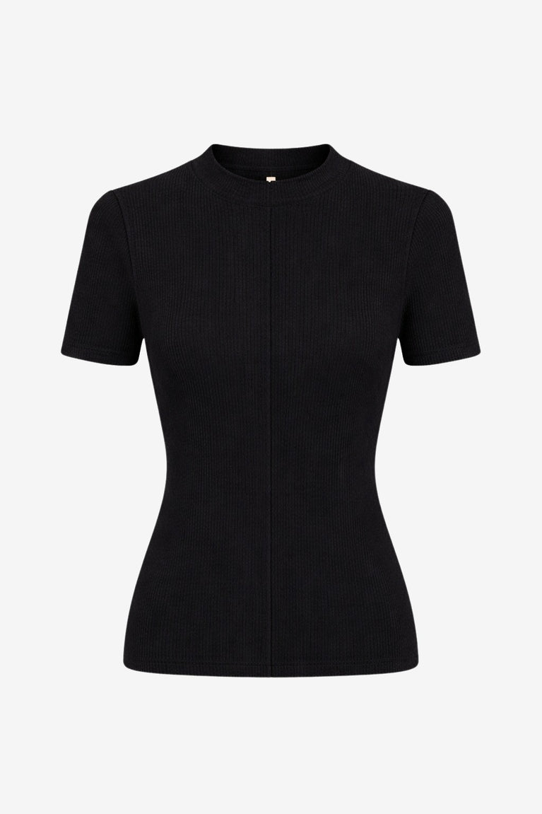 Rina rib knit top | Black