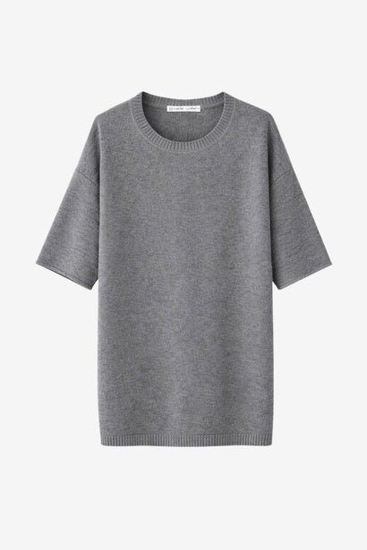 Top long Rora en maille unie | Gris chiné
