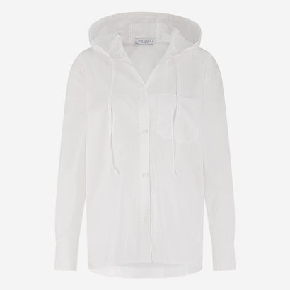 Stasi poplin hooded blouse | White