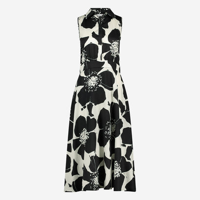 Anita flower print poplin dress | Black