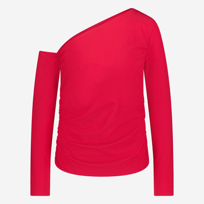 Lidia stretch technical jersey top | Red