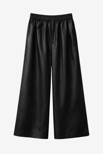 Pantalon large Sienna en cuir écologique | Noir