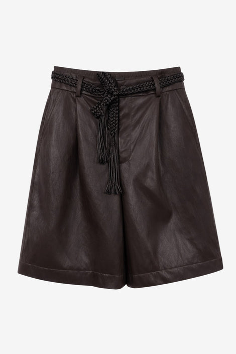 Sola eco Leder bermuda shorts | Dark Brown