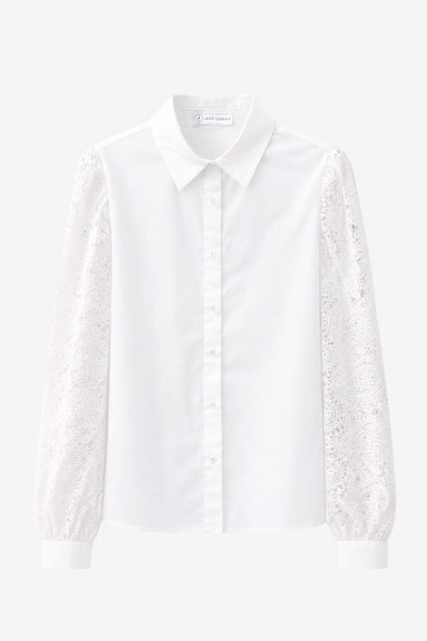 Stery embodery Popeline Bluse | White