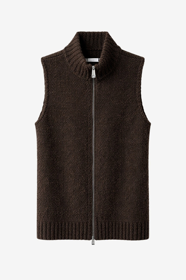Vest Boucle long zip | Brown