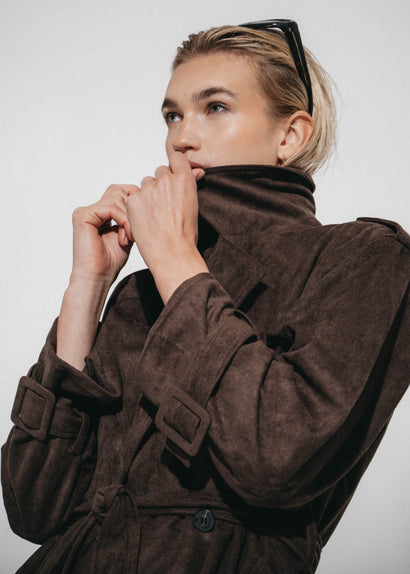 Trench Terra effet daim | Marron foncé
