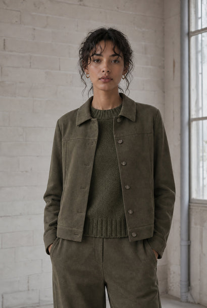 Veste Timmy en velours scuba | Vert armée