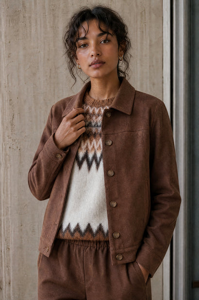 Veste Timmy en velours scuba | Marron
